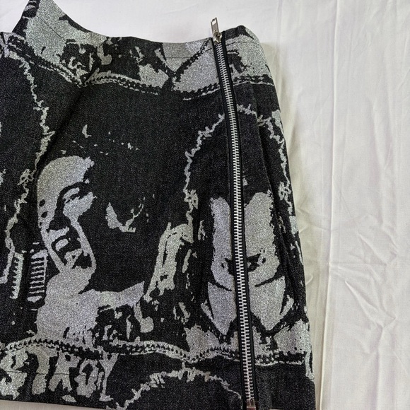 Mosquitohead vintage 90s Y2K mini glitter skirt made in USA graphic sz L black - Picture 8 of 14